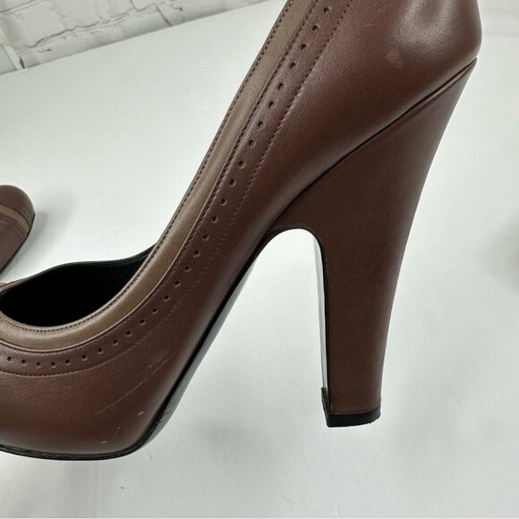 Bottega Veneta Women’s Brown Designer Oxford Leather Platform Heels EU 40 - Picture 11 of 15